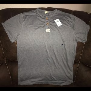Hollister large gray henley tee shirt